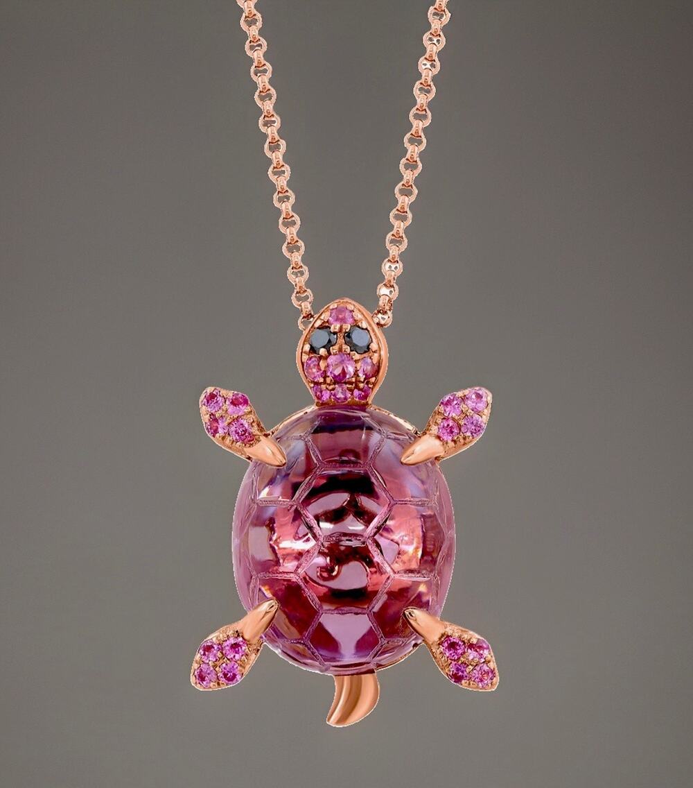 NEW! Effy Turtle Pendant Necklace In 14K Rose Gold / MSRP $5,775